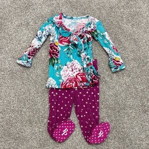 Posh Peanut Floral Pajama Set - Teal and Magenta. Kimono Set BNWOT